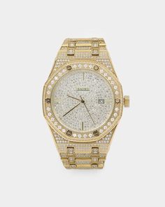 Gold Iced Watch, Iced Out Gold Watch, Iced Watches, Ice Watch, Custom Displays, Telling Time, S Jewelry, Culture Kings, Stone Cuts