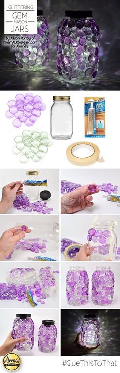 the instructions for making purple glass jars