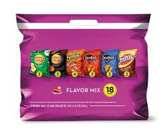 five bags of flavored snacks on a white background with the words, flavor mix