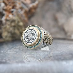 Solomon's Seal Ring, Handmade Sterling Silver Ring, Star of David Ring, Solomon Seal Silver Ring, Vintage Men Ring, Silver Ring For Men ✦ Details ✦ * Material: 925 Sterling Silver * Weight: 17,00  grams * Sides oxidized * Stamp: 925 * Available sizes; 5 US to 16 US. Contact me if you need any other size! ✦ Shipping ✦ * Processing time: 1-3 business days. * This item ships from my Turkish workshop in Istanbul. * Add your phone number in address box for a smoother delivery. That makes courier personnel's job easier.  ✦ Packaging ✦ * Comes with a luxury gift box and a jewellery cleaning cloth and courtesy gift. Men Ring Silver, Solomon Seal, David Ring, Silver Ring For Men, Solomons Seal, Seal Ring, Handmade Sterling Silver Rings, Men Ring, Ring For Men