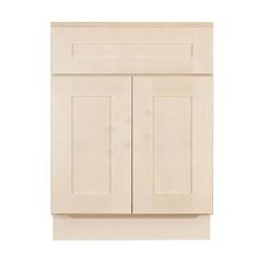 a white wall mounted cabinet with two doors and one drawer on the left hand side