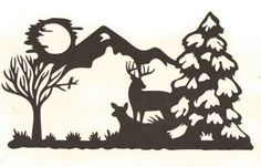 a black and white welcome sign with deer in the woods next to a pine tree