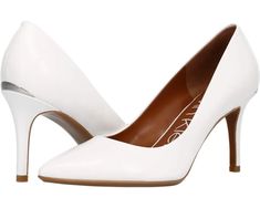 Women's Calvin Klein Gayle Pump | Zappos.com Pump High Heels, Black And White Outfit, White Crop Top Tank, Heels White, Christian Louboutin So Kate, Dressy Shoes, White Pumps, White Heels, Heidi Klum