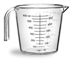 a measuring cup on a white background