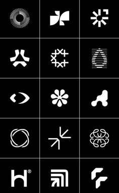 an image of some type of logos that are black and white with different letters on them