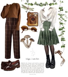 Nature Academia Aesthetic Outfit, Vintage Cottagecore Aesthetic Outfits, Botanist Aesthetic Outfit, Forest Academia Outfit, Green Academia Aesthetic Outfit, Library Aesthetic Outfit, Dark Cottagecore Aesthetic Outfits, Cottagecore Aesthetic Outfits, Flowery Outfits