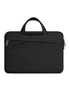 a black laptop case with handles and zippers on the bottom, in front of a white background