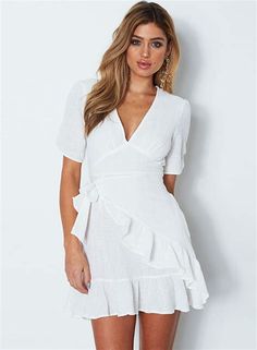 V Neck Mini Dress With Sleeves. There are any references about V Neck Mini Dress With Sleeves in here. you can look below. I hope this article about V Neck Mini Dress With Sleeves can be useful for you. Please remember that this article is for reference purposes only. #v #neck #mini #dress #with #sleeves Short Ruffle Dress, White Wrap Dress, Plum Dress, Dress With Sleeves, Polly Dress, Grad Dresses, Ruffle Mini Dress, White Dress Summer, Mini Dresses Summer