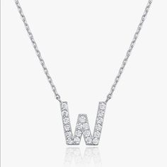 -Letter W- This Listing Is For Letter W 14k White Gold Plated Classic Boho Elegant Cubic Zirconia Initial Necklace Letter Please Let Me Know Below What Letter You Need Monogram Necklace Is A Beautiful Classic Way To Make A Statement! 10mm/0.4" In Height And Is 18" In Length With A 2" Extender. Nickel Free, Lead Free Hypoallergenic. Comes Packaged And Ready For Gift Giving. Makes A Sentimental Gift For A Friend, Daughter, Teacher Mom W Initial Necklace, W Necklace, Diamond Initial Necklace, Teacher Mom, Letter W, Monogram Necklace, Sentimental Gifts, Initial Necklace, Womens Jewelry Necklace