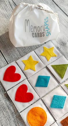 the memory cards are made from felt and have different shapes