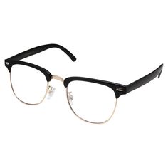 PRICES MAY VARY. 100% Protection Against Harmful UVA/UVB Rays Vintage Inspired Classic Half Frame Clear Lens Glasses for Fashion Use For: Mens. Size: Large. Width: 5.5" Inches (140mm) Height: 1.85" Inches (47mm) Lens Width: 2" Inches (52mm) Arm Length: 5.7" Inches (145mm) Adjustable nose grips for comfort fit Reinforced Metal Hinges, Packaged in thick plastic to ensure safety. grinderPUNCH Mens Non-Prescription Clear Lens Glasses For Fashion. Available in three colors: Black with gold trim, blac Glasses Men Fashion, Non Prescription Glasses, Clear Sunglasses Frames, Mens Eye Glasses, Kaleidoscope Glasses, Clear Glasses Frames, Clear Lens Glasses, Mens Glasses Frames, Glasses Style