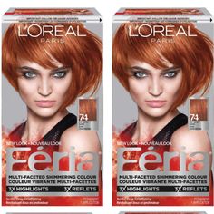 2x L'oreal Paris Feria # 74 Deep Copper Blonde Hair Color Dye Shimmering New Brand New Hard To Find. Loreal Colorista Pink, Hair Color Gloss, Feria Hair Color, Pumpkin Spice Hair, Copper Blonde Hair Color, Highlights Hair Color, Peach Hair Colors, Copper Blonde Hair, Clear Hair