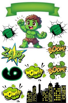 the hulk stickers are green and black