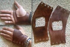 Ren Faire Leather Armor, Ren Faire Book Belt, Larp Accessories Diy, Leather Bracers Diy, Ren Faire Leather Accessories, Medieval Diy Crafts, Renfaire Crafts, Ren Faire Accessories Diy, Leather Sewing Projects