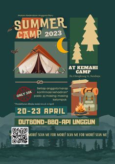 the flyer for an outdoor camping camp