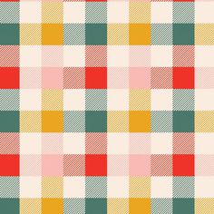 a checkered pattern in red, yellow and green