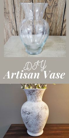 two vases sitting on top of a table next to each other with the words diy artisan vase above them