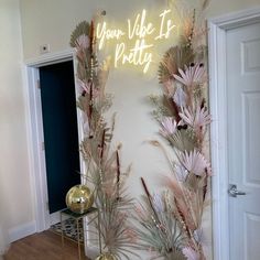 Your Vibe is Pretty Neon Sign Boho Themed Salon, Basement Salon, Boho Flower Wall, Exhibition Signage, Ambiguous Quotes, Business Decoration, Neon Box, Esthetician Room, Commercial Signs