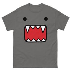 2000s T Shirt Design, Goofy Clothes, Domo Shirt, Scene Shirts, Mouth Shirt, Cool Stuff To Buy, Emo Shirt, Domo Kun, Scene Shirt