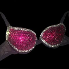 Welcome, Gorgeous Sparkly Crystal Rhinestone Bra! Made To Last Permanent Design Can Be Worn Many Times With All Different Outfits For Dancers Or Costumes! Looks Fab Underneath A Sheer Top Or Dress! Colours;Fuchsia Pink & Crystal Diamond Design; Solid Colour With Trim To Make Colour Changes;Add To Bundle Comment Or Send A Message, Style; Standard Padded Cups If You Would Like Extra Padding Or Natural Boost (No Padding) Or Don’t See Your Size Available Please Add To Bundle To Discuss Comment Or Se Rhinestone Bra Diy, Bedazzled Bra, Bling Bra, Costume Bra, Diy Bra, Rhinestone Bra, Designer Bra, Glamorous Hair, Pink Glam