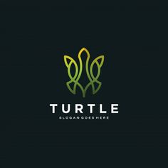 the turtle logo is made up of two leaves, one green and one yellow with black background