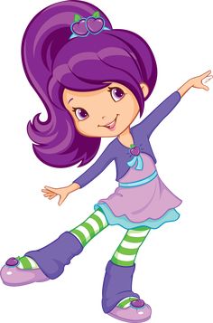 a cartoon girl with purple hair and glasses