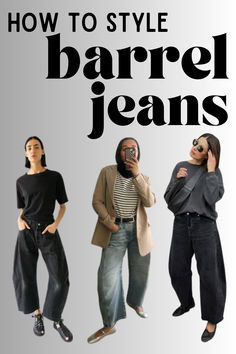 Barrel or Horseshoe jeans are a spring trend that seems to be hotter than ever. Wondering how to style them? Click here for a roundup of easy ways to style these trendy jeans that will make you look super chic.