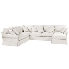 Baldwin 4-Piece Sectional with Right Arm Chaise Slipcover - Special Order Fabrics | Ballard Designs Left Arm Chaise, Movable Storage, Living Area Design, Sectional Slipcover, Sectional Sleeper Sofa, Apartment Sofa, Armless Loveseat