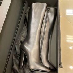 Brand New And Cannot Find Receipt! Knee High Stiletto Boots, Women Heel Boots, Black Knee Boots, Brown Riding Boots, Yves Saint Laurent Shoes, New Boots, Vintage Ysl, Slouchy Boots, Patent Leather Boots