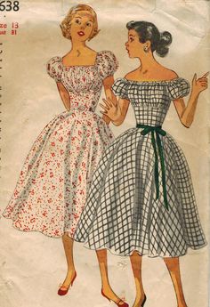 1950s Simplicity 4638 Vintage Sewing Pattern - midvalecottage, etsy Patron Vintage, Dresses By Pattern, Vintage Dress Patterns, Fashion 1950s, 1950s Style, Motif Vintage, Retro Mode, Couture Vintage, Old Fashion