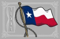 a texas flag with the word texas on it and a rope in front of it