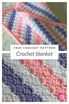 the crochet blanket is shown with text that reads free crochet pattern