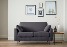 modern 2 seater sofa in charcoal grey velvet on tapered black metal legs - Scandi Industrial design Contemporary Minimalist, Sofa Seats, Black Legs