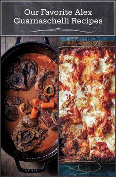 the cover of our favorite alex's guanaschelli recipes, with an image of a casserole dish