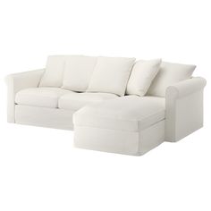 HÄRLANDA sofa, with chaise/Inseros white, Height including back cushions: 41 ". Cozy evenings, lazy days and nice socializing with family and friends – occasions when the super-comfy and deep HÄRLANDA sofa is perfect. You sink softly down and enjoy an embracing feeling in this sofa. Smolder resistant lining: Polyester wadding. Ektorp Sofa, White Couch, Deep Seat Cushions, Ikea Family