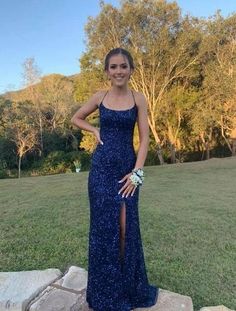 Blue Sparkly Prom Dresses, Slim Prom Dresses, Senior Prom Dresses Long, Navy Blue Prom Dresses Long, Sparkly Long Dress, Blue Prom Dresses Long, Navy Blue Evening Dress, Sequin Prom Dresses Mermaid, Navy Prom Dress