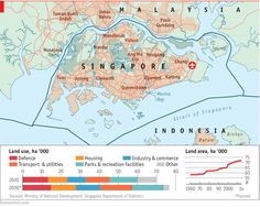 a map shows the location of singapore and other countries in which there are many different areas