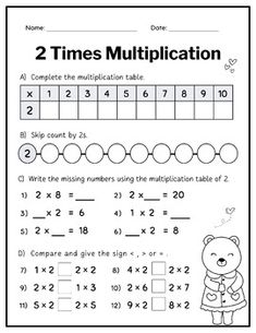 two times worksheet for addition and subtraction to help students learn numbers