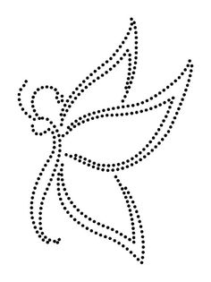 a dotted line drawing of a bird flying in the air with its wings spread out