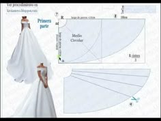 an image of a wedding gown pattern with the cut out and instructions to make it