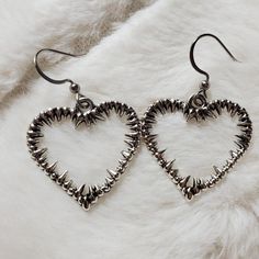 Gothic Spiked Heart Earrings. These Charms Are Approximately 24x24mm. Comes On Stainless Steel Fish Hook Earrings. Brand New. #Heart #Spike #Gothic #Punk #Earrings Punk Earrings, New Heart, Gothic Punk, Fish Hook Earrings, Accessories Jewelry Earrings, Earrings Color, Hook Earrings, Fish Hook, Women Accessories Jewelry