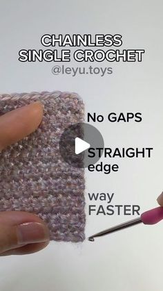 someone is crocheting the side of a small piece of yarn with a needle