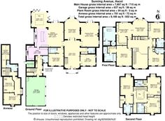 the floor plan for an apartment with multiple rooms and two separate garages on each level