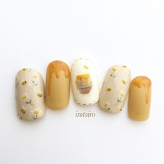 Sunflower Nails, Korean Nails, Soft Nails, Kawaii Nails, Gel Nail Designs, Pretty Acrylic Nails, Short Acrylic Nails, Cute Acrylic Nails