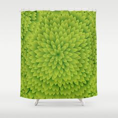 an abstract green flower shower curtain