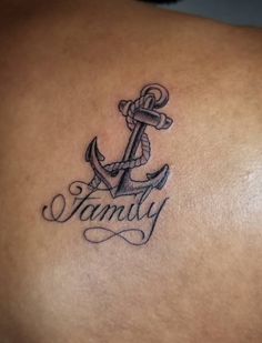 a tattoo with an anchor and the word family on it