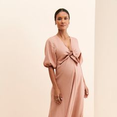 Maternity Camille Tie-Front Dress | Nuuly Rent Fall Wedding Guest Dress Pregnant, Maternity Work Clothes Professional, Maternity Tea Party Dress, Fall Maternity Wedding Guest Dress, Bump Friendly Wedding Guest Dress, Maternity Wedding Guest Outfit, Classy Maternity Outfits, Nursing Dress For Wedding, Pregnant Wedding Guest Outfits