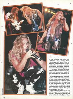 an article in the magazine features photos of hard rock band members and their names on them