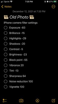 an iphone screen showing the camera settings for old photos and other things to do with them