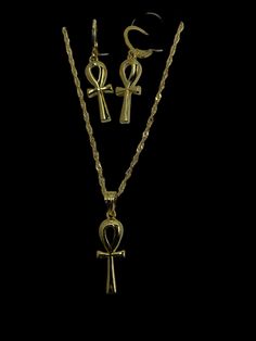 "Subscribe to our newsletter NOW: http://eepurl.com/dEBXqb. This stunning jewelry set includes a pair of Ankh earrings and an Ankh on a 22\" necklace. The ankh is the key of life, the key of the Nile. It represents the concept of eternal life, which is the general meaning of the symbol. Once you own one of these pieces, you'll feel connected to a time long gone and appreciate the artistry and craftsmanship of the past. And remember the sophistication and glamour these jewelry pieces add to any o Nubian Egypt, Ankh Earrings, Straight Path, Key Of Life, Egyptian Ankh, Egyptian Jewelry, The Nile, Black Onyx Stone